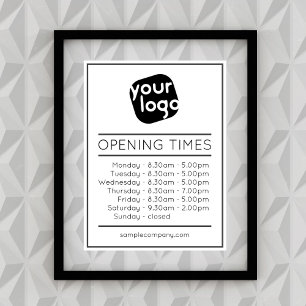Customisable Logo And Text Business Opening Hours Poster