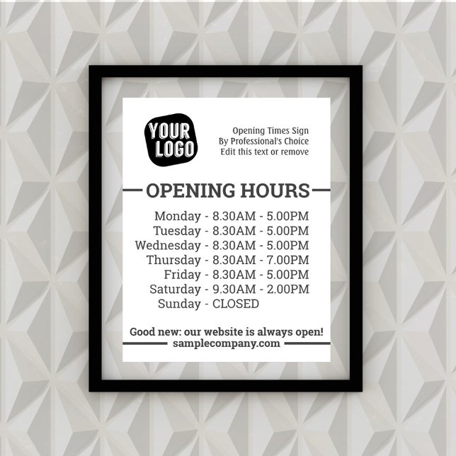 Customisable Logo And Text Business Opening Hours  Poster (Creator Uploaded)