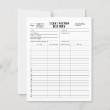 Customisable Logo Silent Auction Bid Form Template