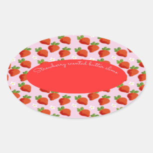 customisable logo strawberry slime  oval sticker