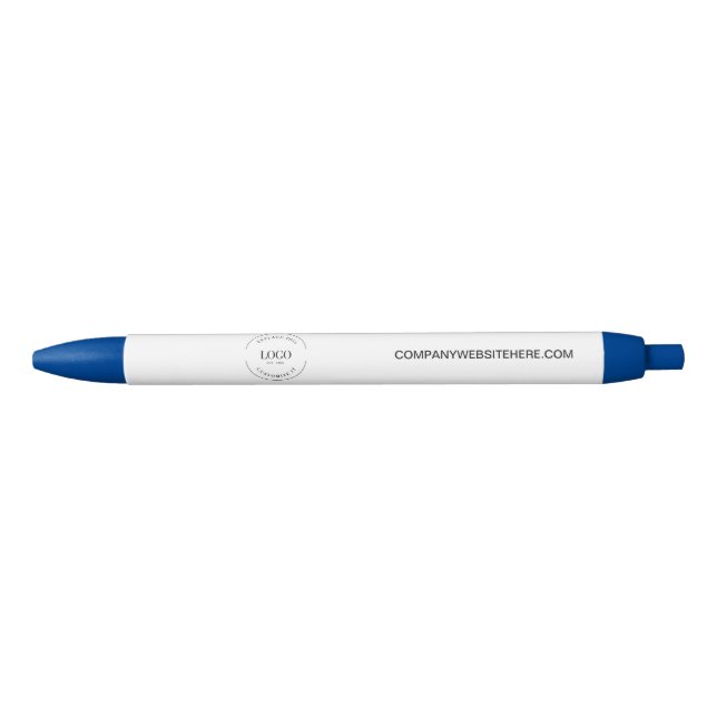 Customisable logo website simple business blue ink pen (Front)