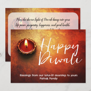 Customisable Lotus Lights Blessing Diwali Card