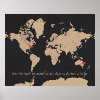 Customisable Love & Distance World Map Poster
