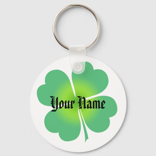 Customisable Lucky Four Leaf Clover Keychain (Front)