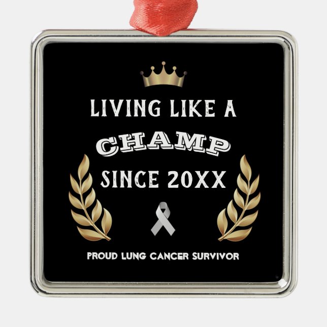 Customisable Lung Cancer Survivor dark Metal Tree Decoration (Front)
