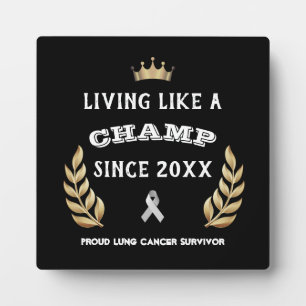 Customisable Lung Cancer Survivor laurel leaves Plaque