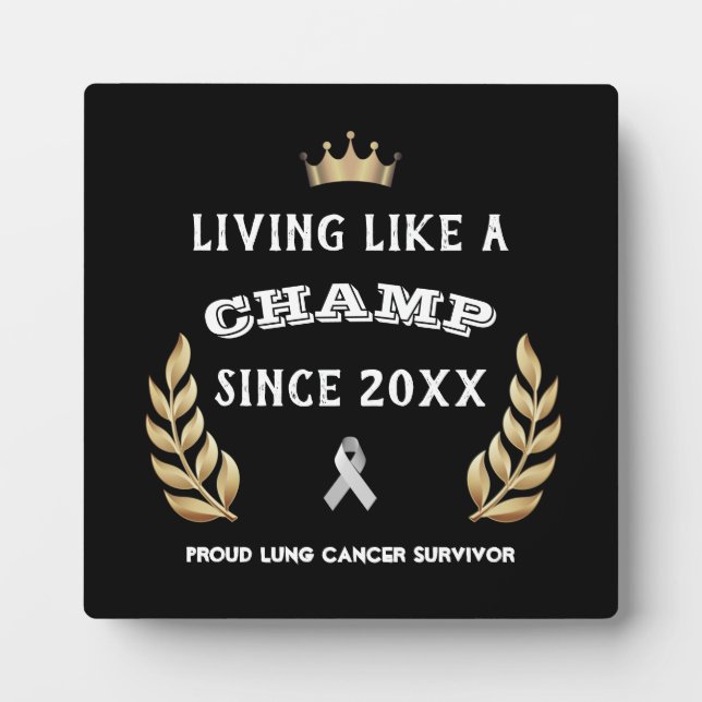 Customisable Lung Cancer Survivor laurel leaves Plaque (Front)