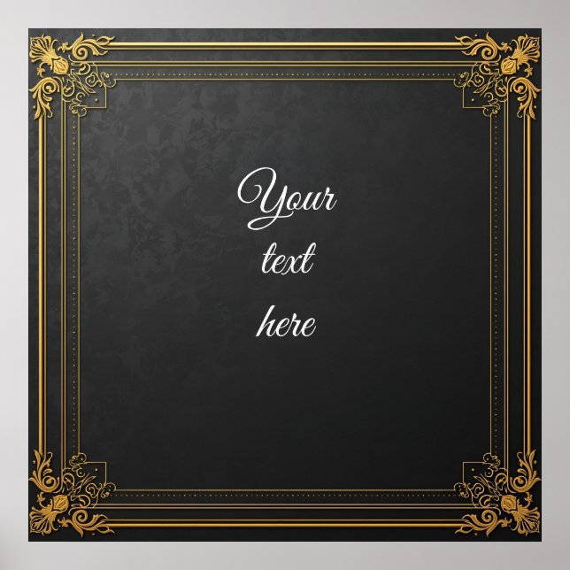 Customisable Luxury Wall Art – Ornate Gold Frame o (Front)