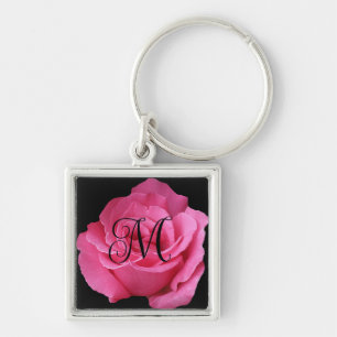Customisable M monogram hot pink rose trendy boho Key Ring
