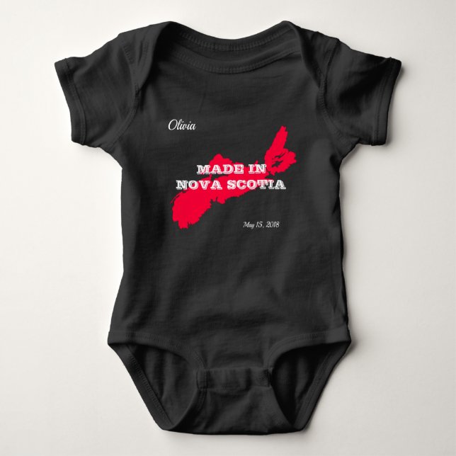 Customisable Made in Nova Scotia Baby Bodysuit (Front)