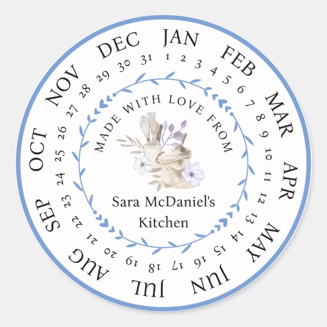 Customisable Made with Love Kitchen Food Sticker (Front)