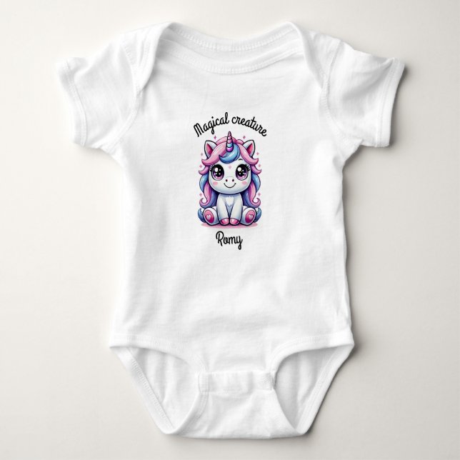 Customisable Magical unicorn Baby Bodysuit (Front)