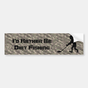 Customisable Man Metal Detecting Silhouette Bumper Sticker