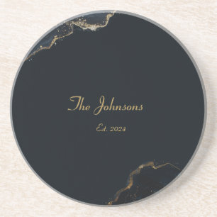 Customisable Marble Pattern, Blue Accent Coaster
