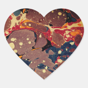 Customisable Marbleised Paper / Flow Painting Heart Sticker