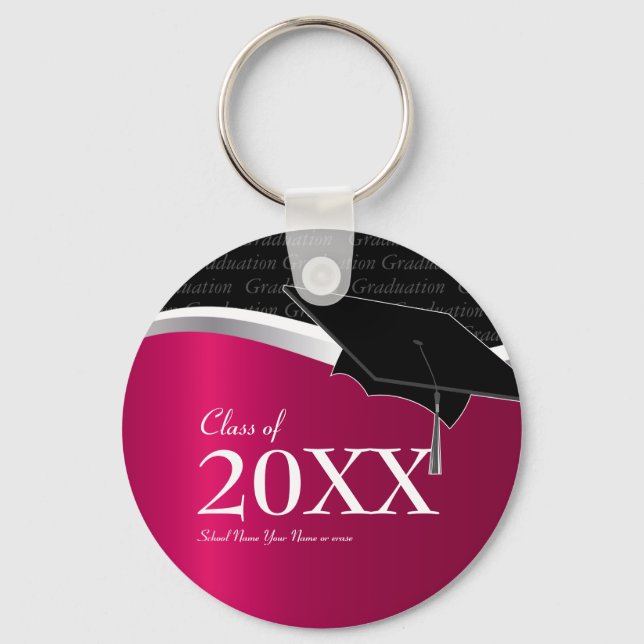 Customisable Maroon and Black Graduation Keychain (Front)