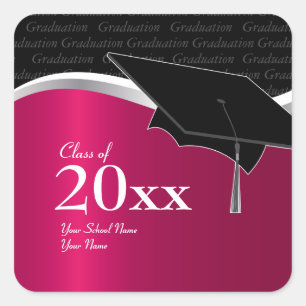 Customisable Maroon and Black Graduation Sticker
