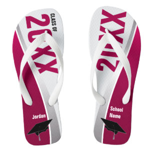 Customisable Maroon & White Graduation Jandals