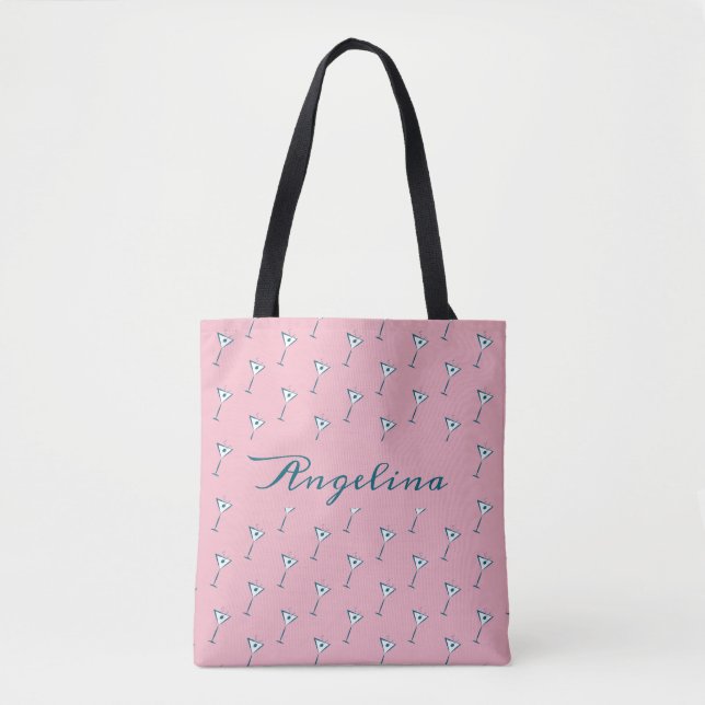 Customisable martini print tote bag (Front)