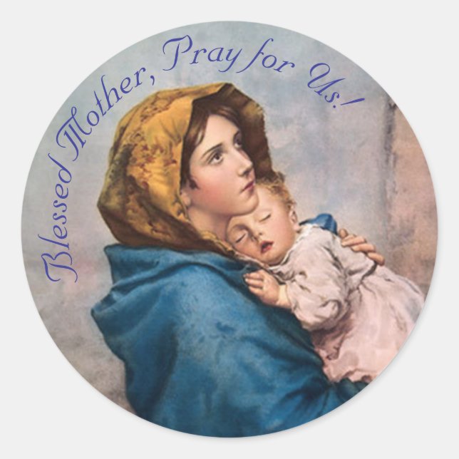 Customisable Mary with Infant Jesus Classic Round Sticker (Front)