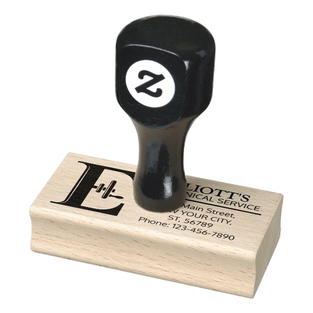 Customisable Mechanical monogram. Initial "E" Rubber Stamp (Stamp)