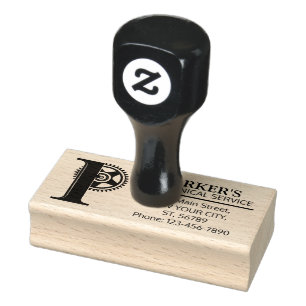 Customisable Mechanical monogram. Initial "P" Rubber Stamp