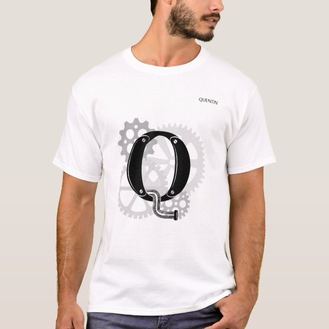 Customisable Mechanical monogram. Initial "Q" T-Shirt (Front)