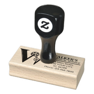 Customisable Mechanical monogram. Initial "W" Rubber Stamp