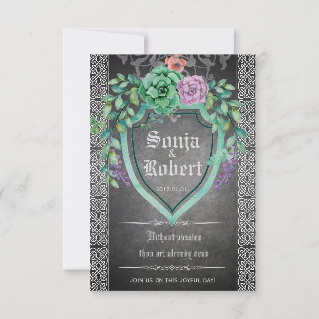 Customisable Mediaeval Celtic Floral invitation (Front)