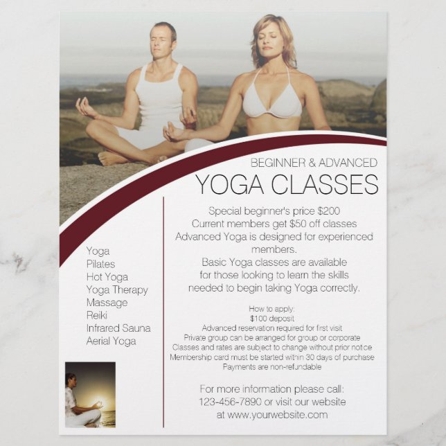 Customisable meditation Yoga class flyers (Front)
