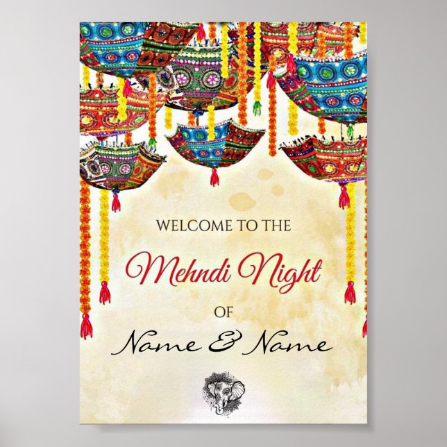 Customisable Mehnidi Welcome Poster  (Front)
