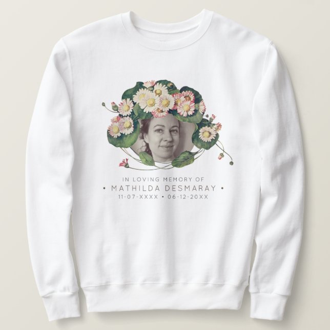 Customisable Memorial Art Nouveau Daisies Light Sweatshirt (Design Front)
