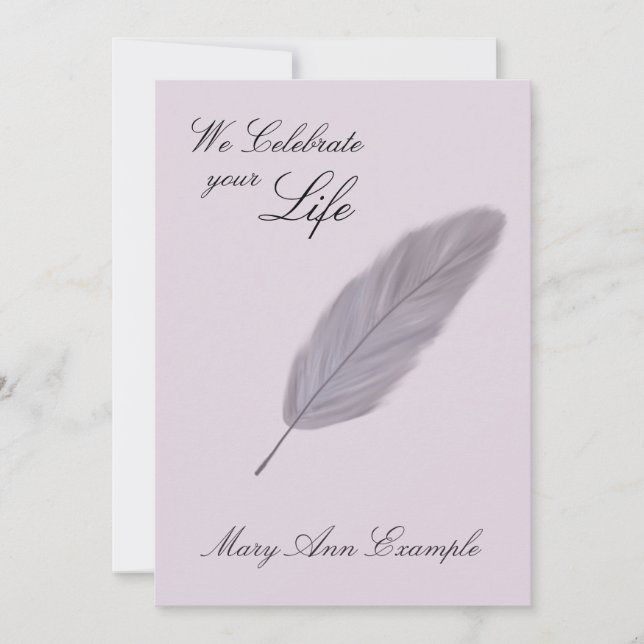 Customisable Memorial / Living Funeral (Feather) Invitation (Front)