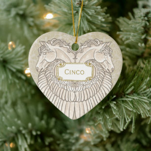Customisable Memorial Pegasus Angel Horse Ceramic Tree Decoration