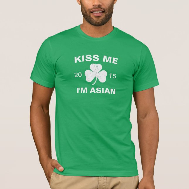 Customisable Men's Kiss Me I'm Asian Shamrock T-Shirt (Front)