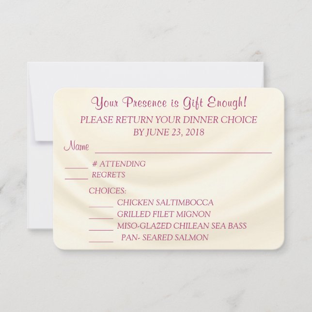 Customisable Menu Response Cards with Envelopes (Front)