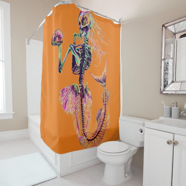customisable mermaid skeleton shower curtain (In Situ)