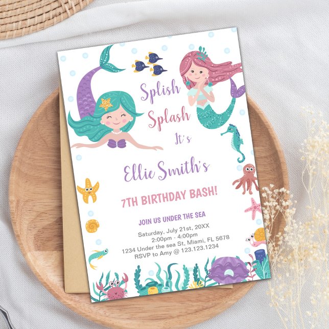 Customisable Mermaids Under The Sea Invitation (Mermaids Under the sea Invitations)