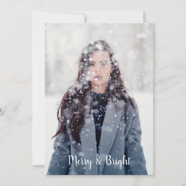 Customisable Merry and Bright Boho Feathers Holiday Card (Front)