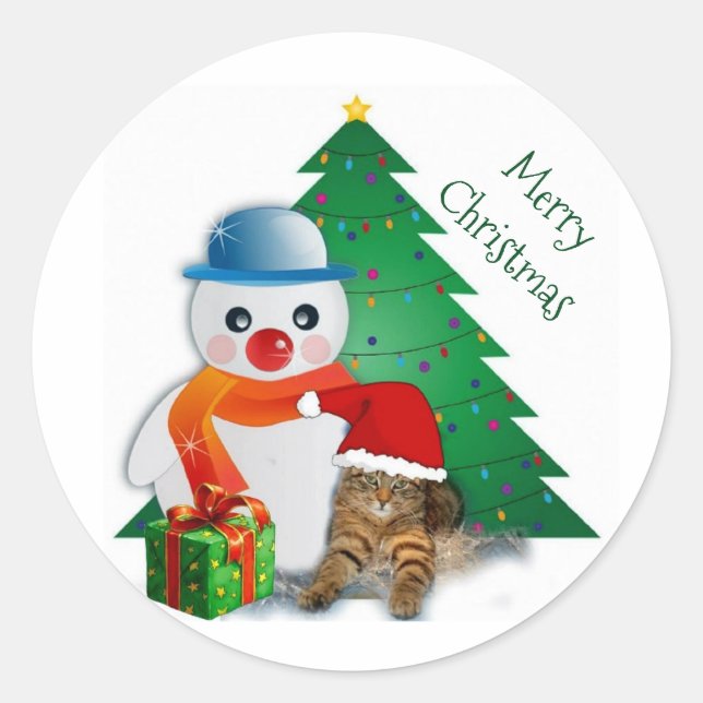 Customisable  Merry Christmas Classic Sticker (Front)