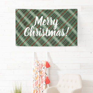 Customisable Merry Christmas Plaid Banner
