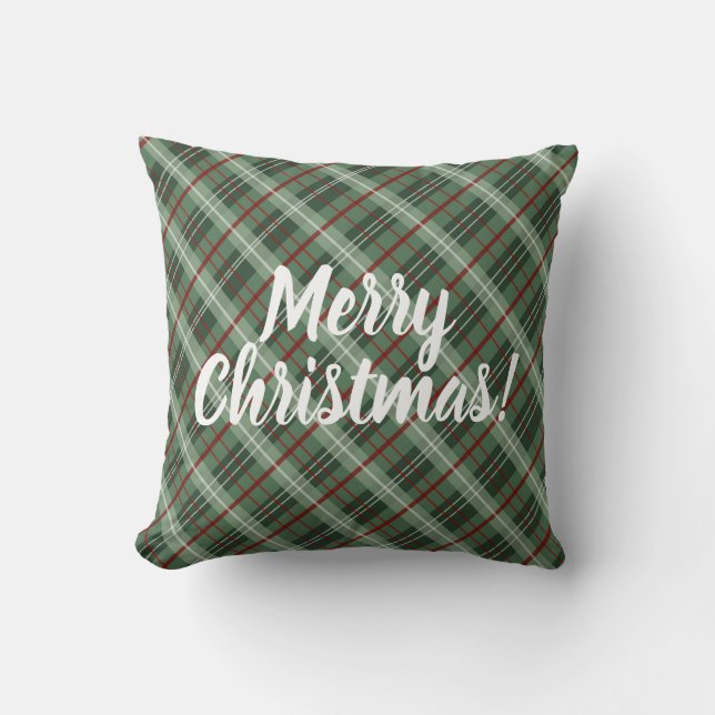 Customisable Merry Christmas Plaid Cushion (Front)