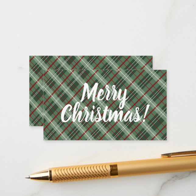 Customisable Merry Christmas Plaid Enclosure Card (Front/Back In Situ)