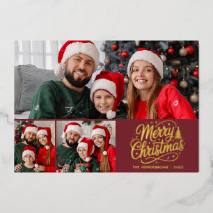 Customisable Merry Christmas Script 3 Family Photo