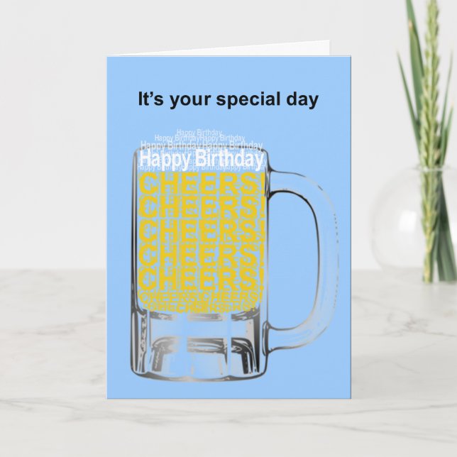 Customisable message Birthday Card Beer Mug (Front)