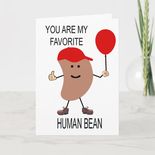 Customisable message Birthday Card Human Bean (Front)