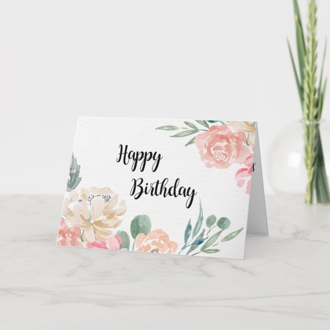 Customisable message Birthday Card watercolor (Front)