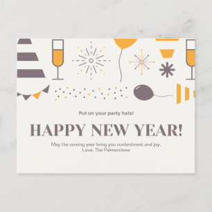 Customisable Message Happy New Year Design Postcard