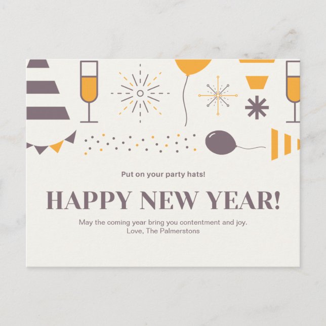 Customisable Message Happy New Year Design Postcard (Front)
