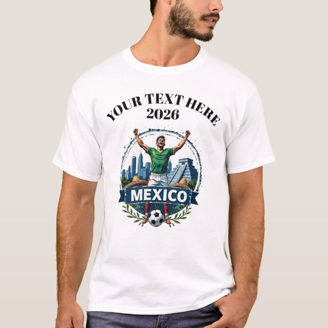 Customisable Mexico Soccer Football Team Supporter T-Shirt (Front)
